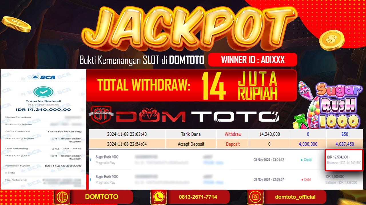 JACKPOT SLOT SUGAR RUSH 1000 08 NOVEMBER 2024
